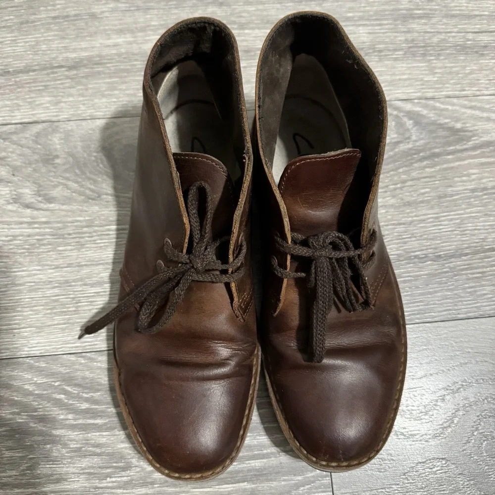 Clarks Men's Bushacre 2 Size 8 M Dark‎ Brown Leather Classic Chukka Boots